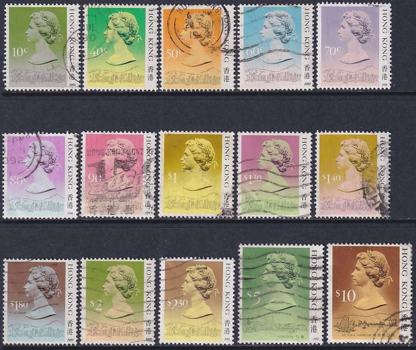 HONG KONG - 1987-1991 QEII Definitives to $10 (good value, R580)